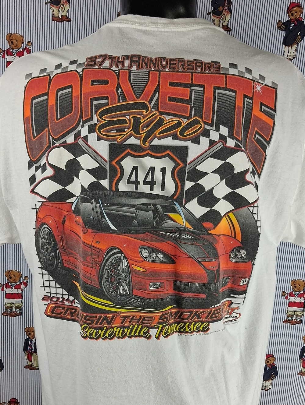 2014 37th Corvette Expo 441 Big Back Graphic Spell Out Muscle Car Xl White Shirt